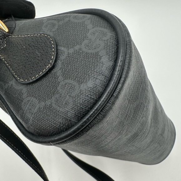 Vintage Gucci GG Monogram Black Crossbody Bag with Web Stripe & Gold Hardware - Picture 6 of 16